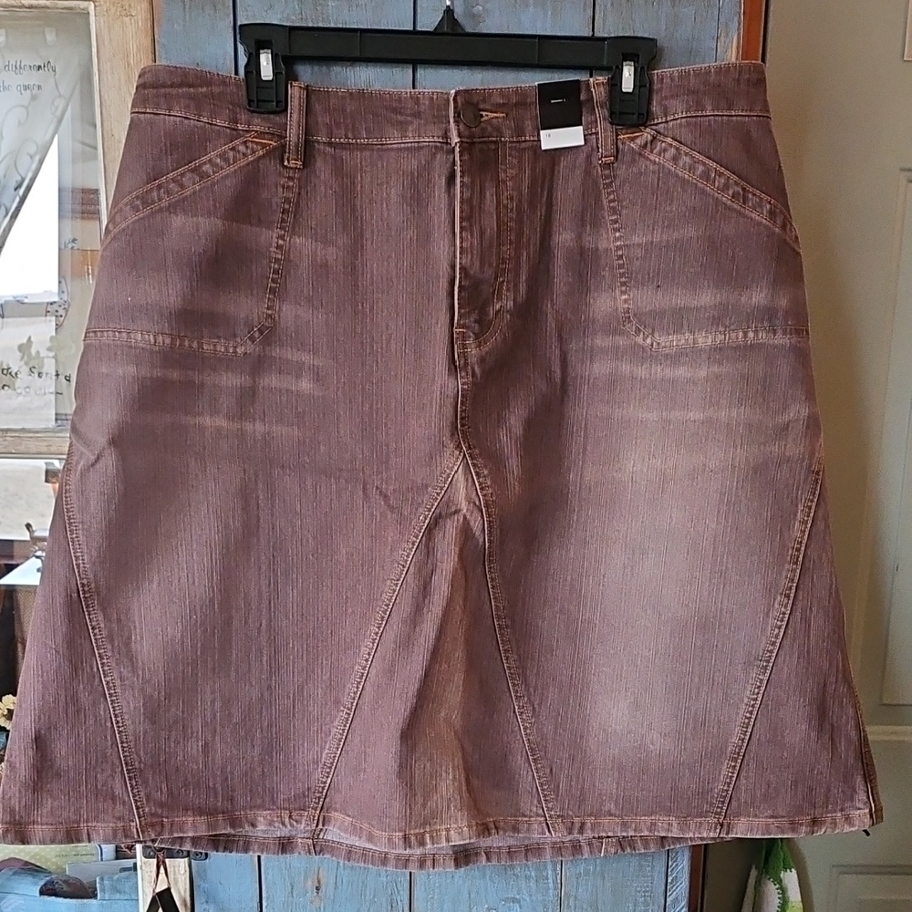 22 Inch, Brown Denim Skirt